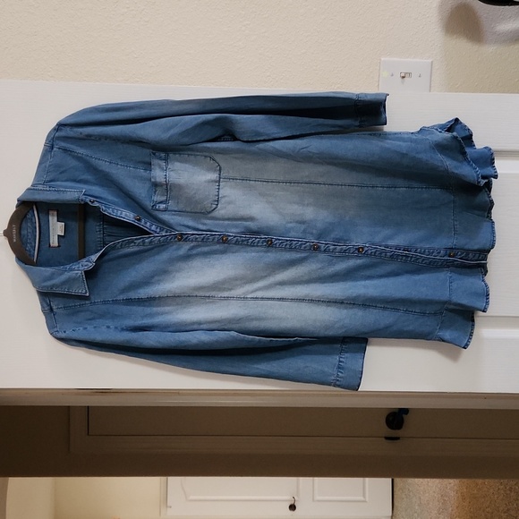 PILCRO and The Letterpress by anthropologie button up jean dress, medium petite - Picture 1 of 6